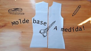 Trazando molde base para polera en tela de punto  Drawing pattern for tshirt on knitted fabrics [upl. by Ynnij]