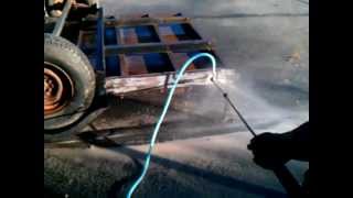 Wet sandblasting trailer using Northern Tool sand pressure washer [upl. by Laiceps519]