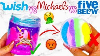 WISH SLIME VS FIVE BELOW SLIME VS MICHAELS SLIME Which Is Worth It [upl. by Amliv]