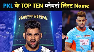 PKL TOP Raiders प्रो कबड्डी लीग का Top Ten Raiders kabaddi pkl [upl. by Ajam]