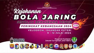 KEJOHANAN BOLA JARING SEKOLAH BERASRAMA PENUH PERINGKAT KEBANGSAAN 2024  10 JULAI  GELANGGANG 1 [upl. by Ynaffat]