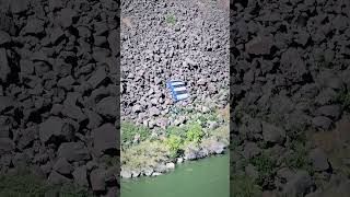 Guy base jumps off the Perrine Memorial Bridge in Twin Falls Idaho with an inflatable boat [upl. by Prowel847]