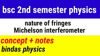 nature of fringes in michelson interferometer  bsc 2nd semester physics  bindas physics [upl. by Naeerb]