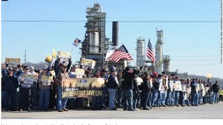 Oil Workers Union Workers on Strike [upl. by Ellennej]