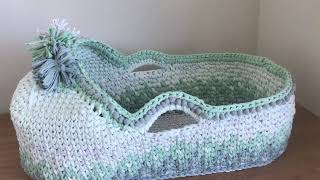 Moses basket Part 1 The base  How to make an oval in crochet [upl. by Trude]