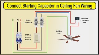 Ceiling Fan Connection of Three Wire with Capacitor [upl. by Anivad]