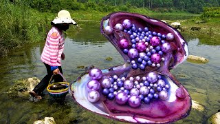 🎁The girl pried open the giant clam inside which the sparkling pearls were breathtaking in beauty [upl. by Oivat687]