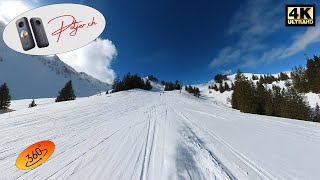 Skiing Sörenberg ski resort Switzerland  360° VR video 4k  Hinter Schwarzenegg downhill run [upl. by Ras19]