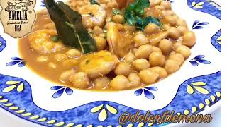 Recetas en un minuto Receta Garbanzos con Langostinos [upl. by Yoko]