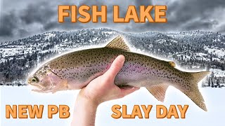 48 Hour Ice Fishing at Fish Lake for Splake Rainbow Trout And Brown Trout NEW PB [upl. by Etnasa]