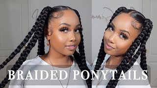 How To Braided Ponytail With Braiding Hair  Beginner Friendly [upl. by Ydnec]