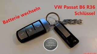 Batterie Wechsel am VW Passat B6 R36 Schlüssel  Change Key Fob Battery type CR2032 [upl. by Eno260]