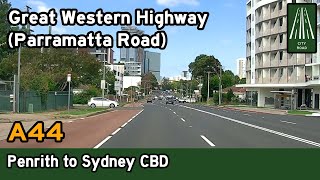 Driving from Penrith to Sydney CBD  A44 Great Western HwyParramatta Road 4K [upl. by Susette]