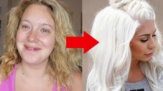 From Yellow to WHITE HAIR in under 10mins No Bleach No Damage [upl. by Enilrem]