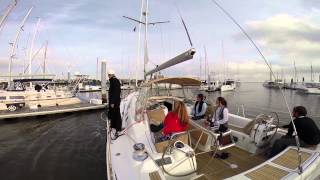 Sailboat Docking Maneuvers 180 degree turn at slip with 2kt ebb tide [upl. by Hank]