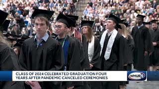 UNH class of 2024 celebrate graduation four years after pandemic canceled ceremonies [upl. by Eilrebmik838]