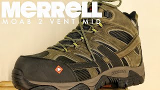 MERRELL WORK MOAB 2 VENT MID WATERPROOF COMP TOE  The Boot Guy Reviews [upl. by Lorens]