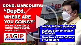 CONG MARCOLETA DepEd WHERE ARE YOU GOING [upl. by Anirret]