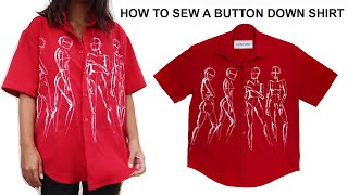 how to sew a mens button down shirt  free pattern [upl. by Jonna]