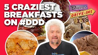 TOP 5 MostInsane Breakfasts in DDD Video History with Guy Fieri  Food Network [upl. by Rramahs]