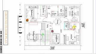 28x38 ft 2bhk latest house plan with car parking two bed room best house plan staircase बाहर से है [upl. by Wake]