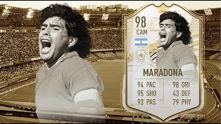 FIFA 21 DIEGO MARADONA 98 PRIME ICON MOMENT PLAYER REVIEW I FIFA 21 ULTIMATE TEAM [upl. by Nicks]