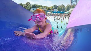 Kids Play at Ultimate Water Park Adley learns to water slide and Niko floats around [upl. by Poucher225]