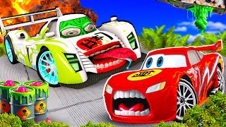 Big amp SmallMcQueen and Mater Tokio VS Shu Todoroki ZOMBIE MEGA Slime Trailer cars in BeamNGdrive [upl. by Eveineg969]