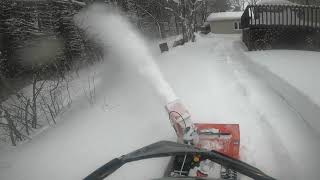 Ariens Snowblower Deluxe 28 inch SHO Blowing 3  Feet Of Snow 2 Stage 306cc Working The Best [upl. by Marucci884]