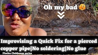 Accidentally pierced main water copper pipe diy how to hack quick fix repair No soldering No glue [upl. by Takara]