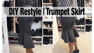 DIY Restyle Trumpet Skirt  Mermaid Skirt  Peplum Skirt  BEAUTYCUTRIGHT [upl. by Acirtal]