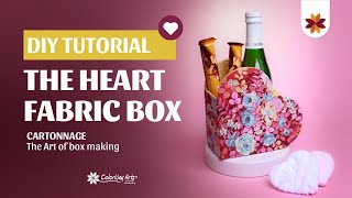 Cartonnage Heart Fabric Box DIY tutorial [upl. by Hnilym811]