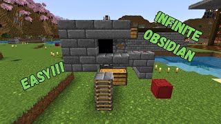 SIMPLE 120 AUTOMATIC OBSIDIAN FARM TUTORIAL in Minecraft Bedrock [upl. by Robb]