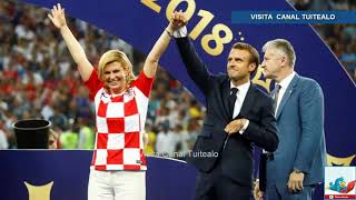 Ejemplo de deportividad de la presidenta de Croacia Kolinda Grabar Kitarovic con Macron en Rusia 201 [upl. by Criswell188]