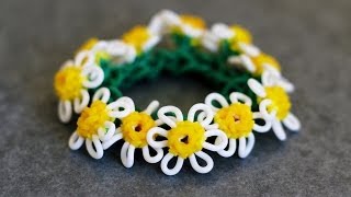 Rainbow Loom™ Macro Daisy Flower Tutorial Part 2 [upl. by Elorac]