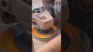 Using Angler sander to smoothen wooden chair surfaces hand tools woodwork satisfying [upl. by Aneekat]