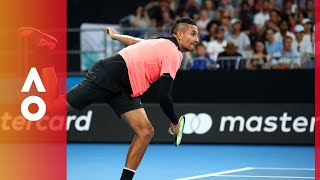 Nick Kyrgios serves into ballkid  Australian Open 2018 [upl. by Rebe]