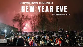 New Year Eve and fireworks in Downtown Toronto Ontario Canada  December 31 2023  2024 [upl. by Lednem]