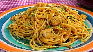 Cocina una deliciosa pasta en 10 minutosreceta fácil espaguetis con polloA mi manera [upl. by Quince]