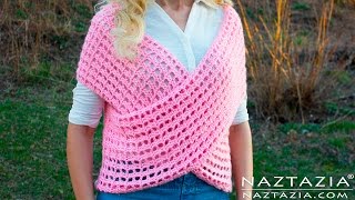 HOW to CROCHET WRAP SWEATER VEST  DIY Tutorial for Criss Cross Wrapped Front Top [upl. by Haleehs]