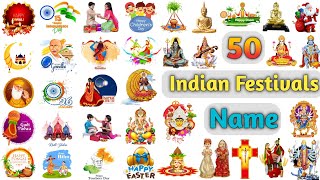 Festivals of India ll 50 Indian Festivals Name In English With Pictures ll Indian Festivals Vocab [upl. by Dannon]