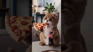 Junk food landed kitten to hospital 😿cute kitten junkfood pizza [upl. by Eniarral344]