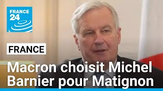 Nomination dun Premier ministre  Emmanuel Macron choisit Michel Barnier pour Matignon [upl. by Helga]