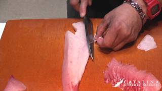 Sushi Tutorial How to cut and prepare Yellowtail Hamachi [upl. by Rockey643]