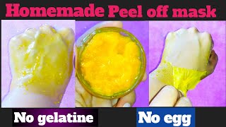 Homemade peel off mask  Peel off face mask  Diy peel off face mask without gelatin and egg [upl. by Oicnevuj]