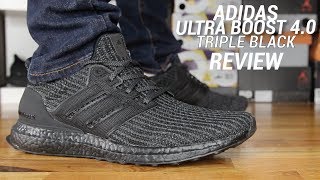 ADIDAS ULTRA BOOST 40 TRIPLE BLACK REVIEW [upl. by Ehcor]