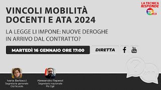 Vincoli mobilità docenti e Ata 2024 la legge li impone nuove deroghe in arrivo dal contratto [upl. by Ellesij]