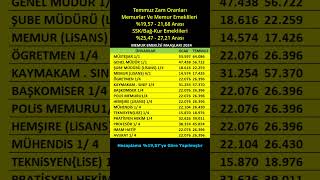 Memur ve Emekli Temmuz Maaşları Temmuz 2024 Maaş Zam Oranları [upl. by Oetomit]