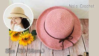 Easy crochet bucket hatEnglish subsCrochet hat for beginner bucket hatสอนถักหมวกโครเชต์ [upl. by Cirdec367]