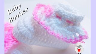 How to crochet cuffed baby booties NB 03M amp 36M Easy Crochet baby Booties Crochet for Baby 184 [upl. by Crean774]